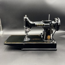 Vintage 1955 Singer 221 Featherweight Portable Sewing Machine w/ pedal & Box***