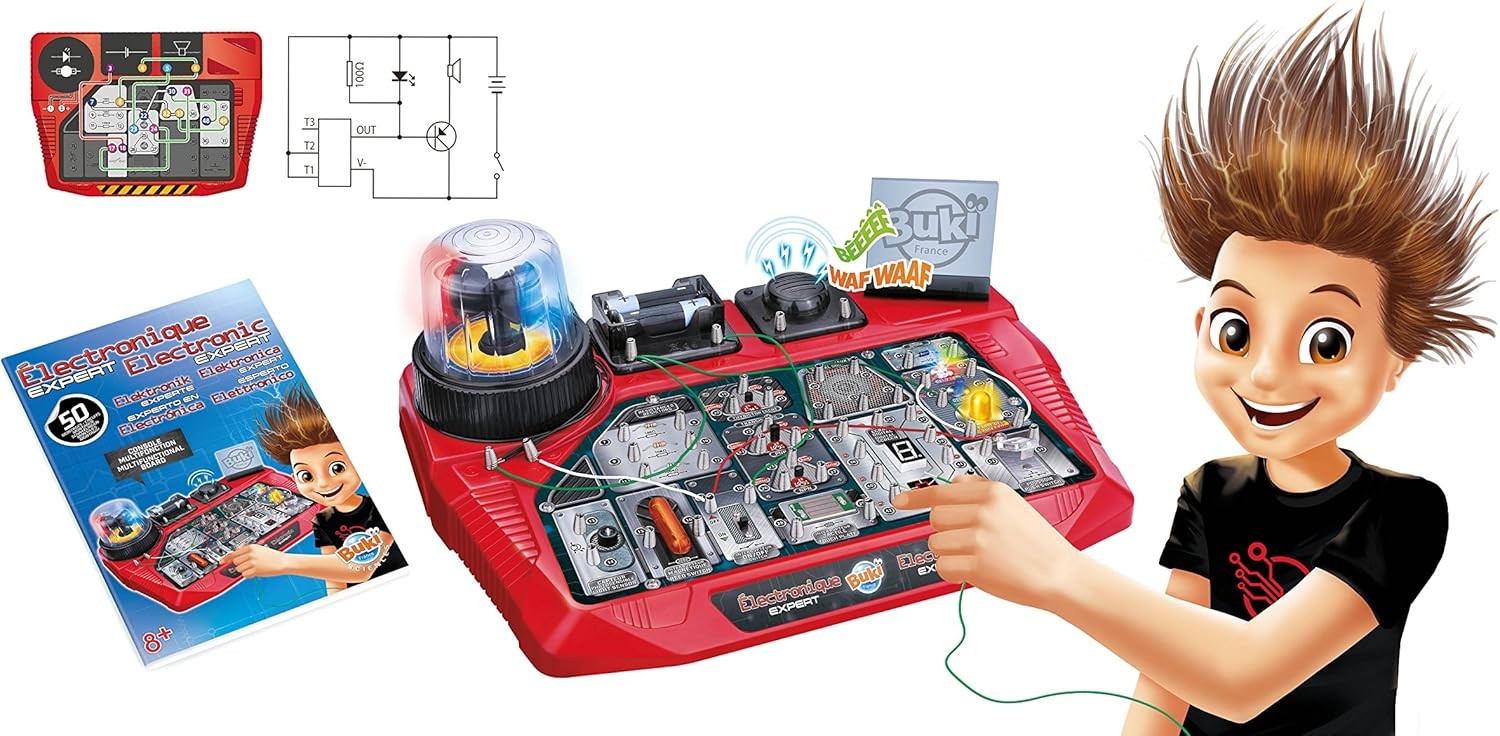 Coffret Buki 7160 Électronique expert, cadeau idéal de Noël pour enfant