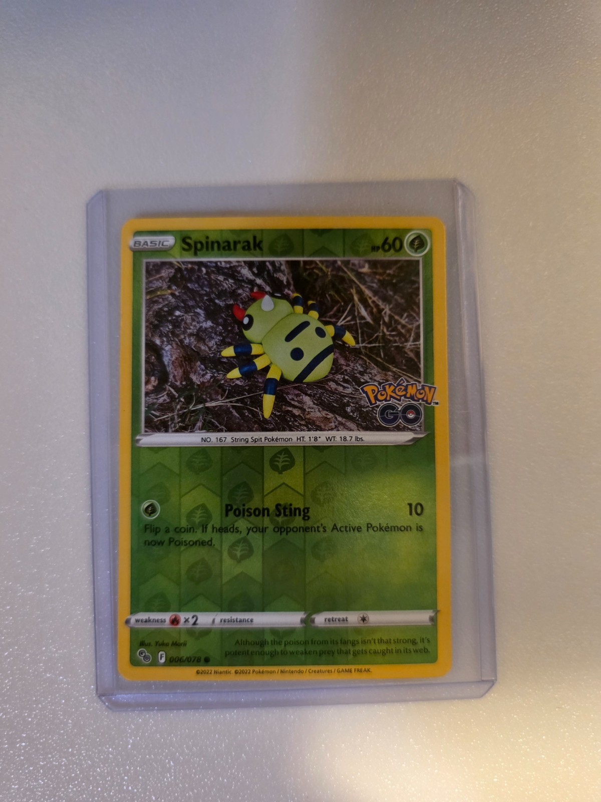 Spinarak Reverse Holo Common Pokemon GO 006/078 LP