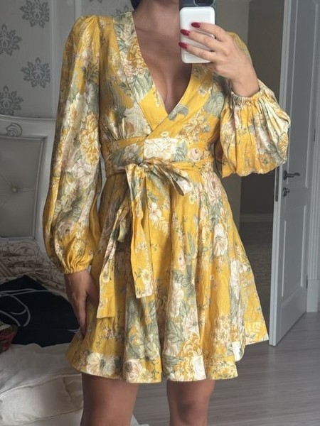 Women Zimmermann Dress Yellow Linen 36