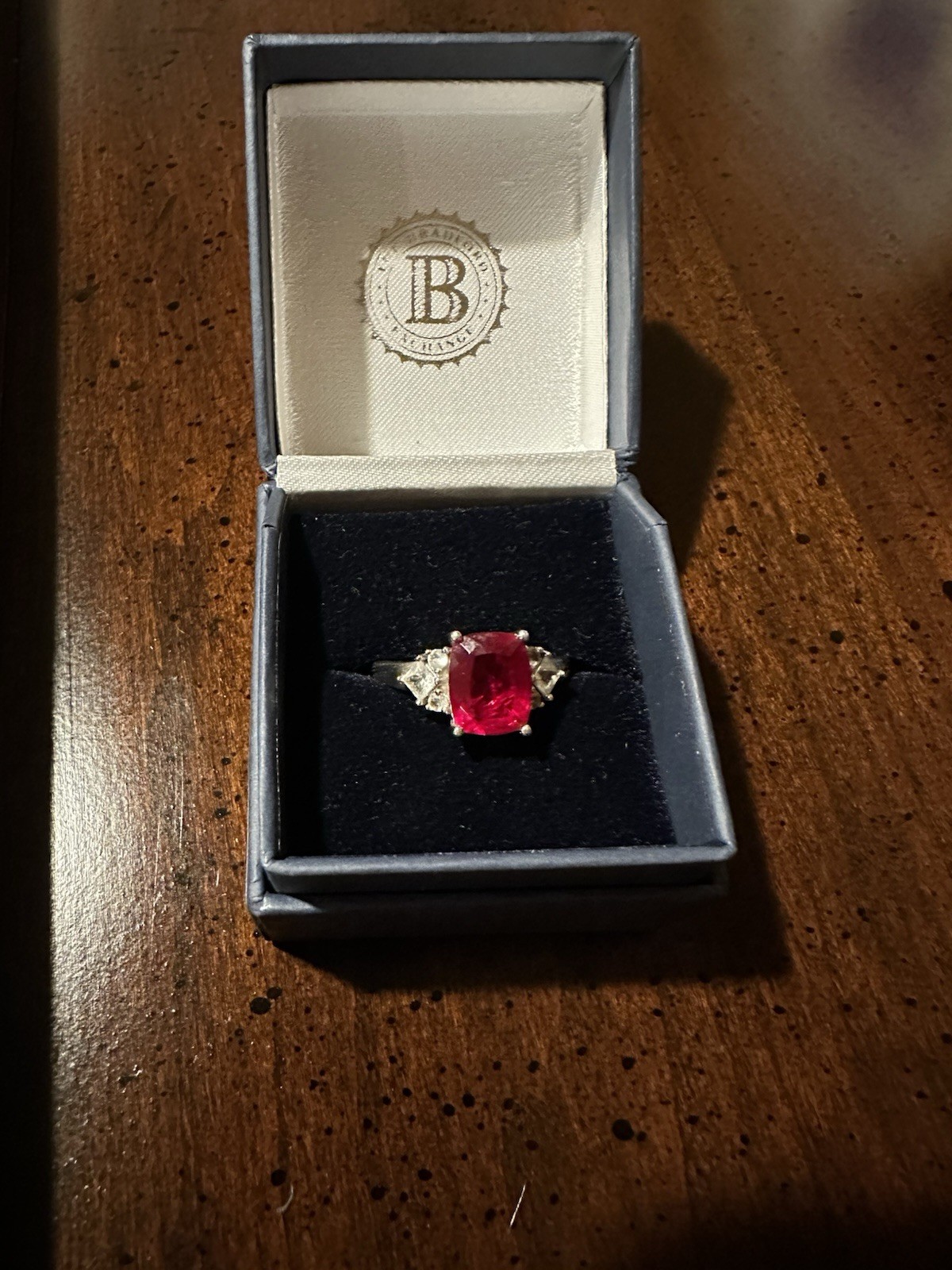 Bradford Exchange Simulated Ruby Ring Sterling Si… - image 1