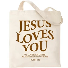 Haukea Bible Canvas Tote Bag for Women - Cute Christian Gifts With Zipper Poc...
