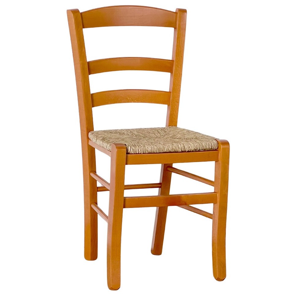 Chaise Bois Paesana Cerise Avec Siège En paglia Hotel Maison Restaurant