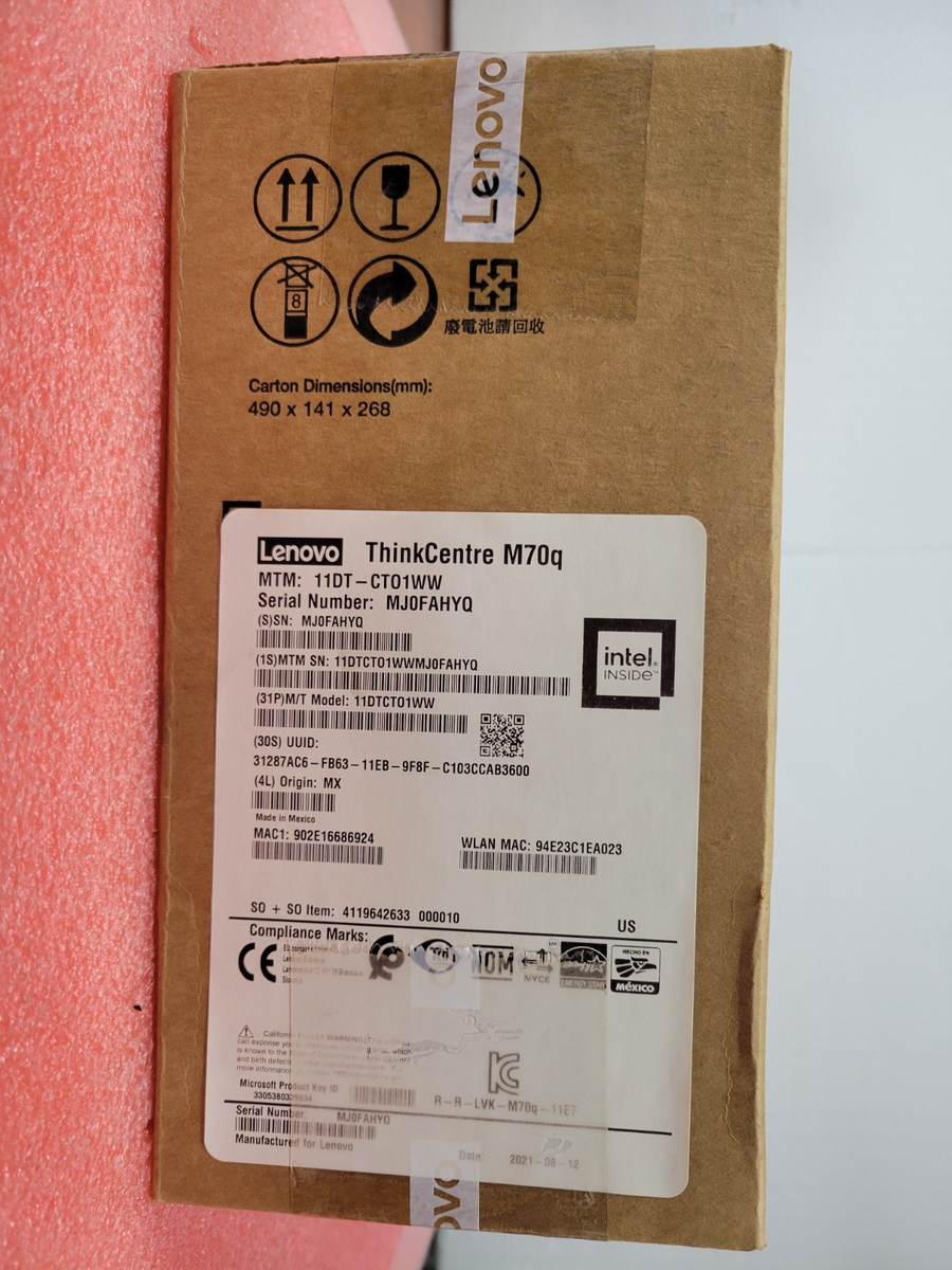 ThinkCentre M70q i3-10100T メモリ16GB Lenovo ThinkCentre M70q Tiny i3-10100T 16GB RAM 256GB SSD 1TB HDD