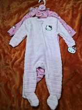 9 Months Hello Kitty 3-Piece Baby Set 2 Fuzzy Sleepers  Matching Headband - New