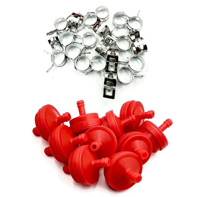 Einfacher und zuverlässiger 1/4 Inline Kraftstofffilter für Rasenmäher inkl. 20x Klemmen