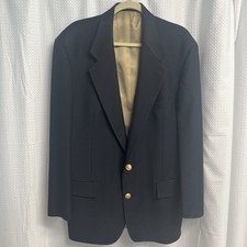 Mark Shale Men’s Navy Blue Wool Blazer Gold Buttons 44R Quiet Luxury