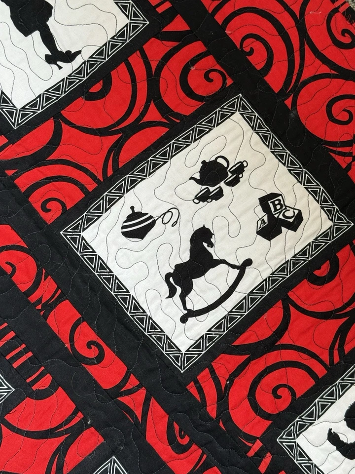 Edredón Hecho a Mano Niños Niños Manta Nuevo Rojo Primario Neutro Guardería Niño Niña Foto 2 de 4