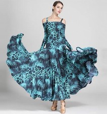 K1 S9043 Adult Ballroom Dance Dress Ice Silk Printed Latin/Modern Dance Dress