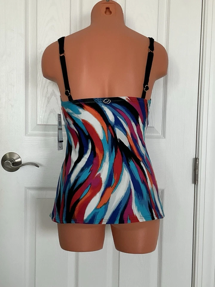 Jantzen 12 Multicolor Acolchado Copa Extra Life Lycra Tankini Natación Top Nuevo con Etiquetas Foto 3 de 4