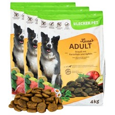 12kg Luna's Adult Strauß m.Apfel+Kartoffel Hundetrockenfutter Lecker.Pet®MHD3/26