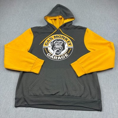 Gas Monkey Garage Dallas Texas Hoodie Mens 2XL Black Yellow Sweatshirt Pullover