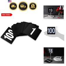1-100 Double Side Plastic Table Numbers, 4" x 4" Inch, Light Grey on Black