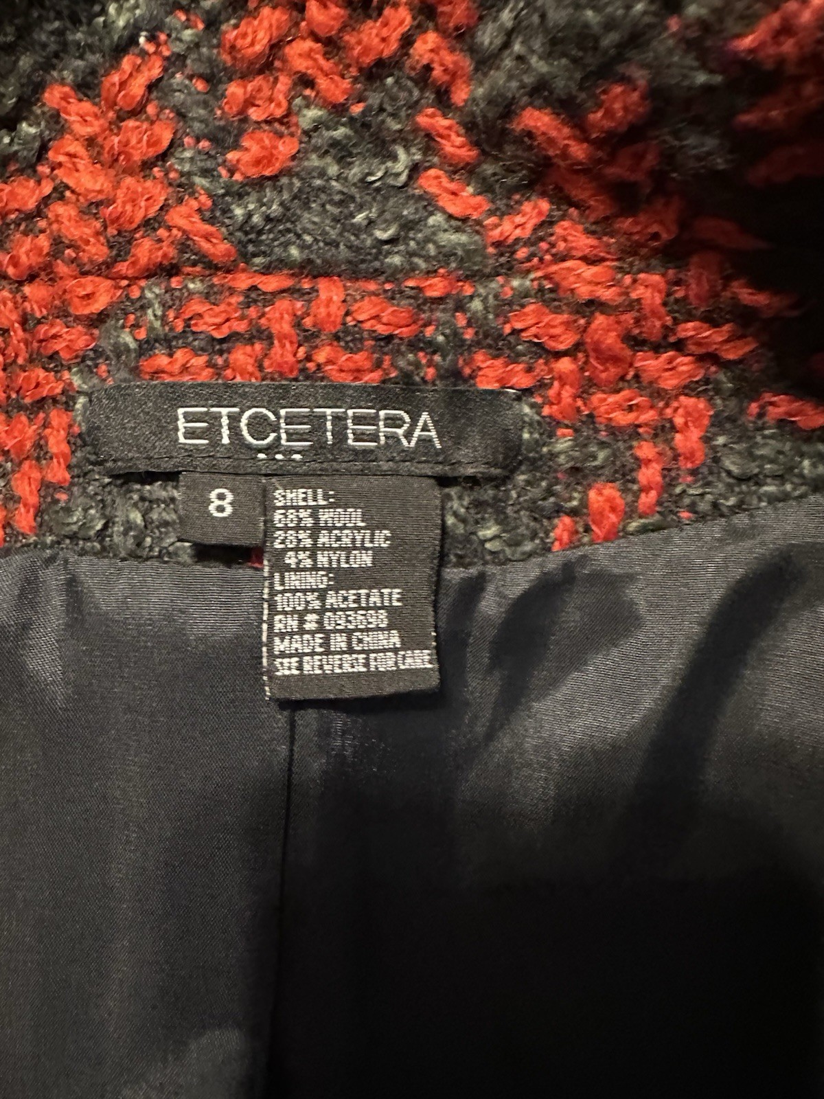 ETCETERA Red Black Plaid Collared Button Belted P… - image 4