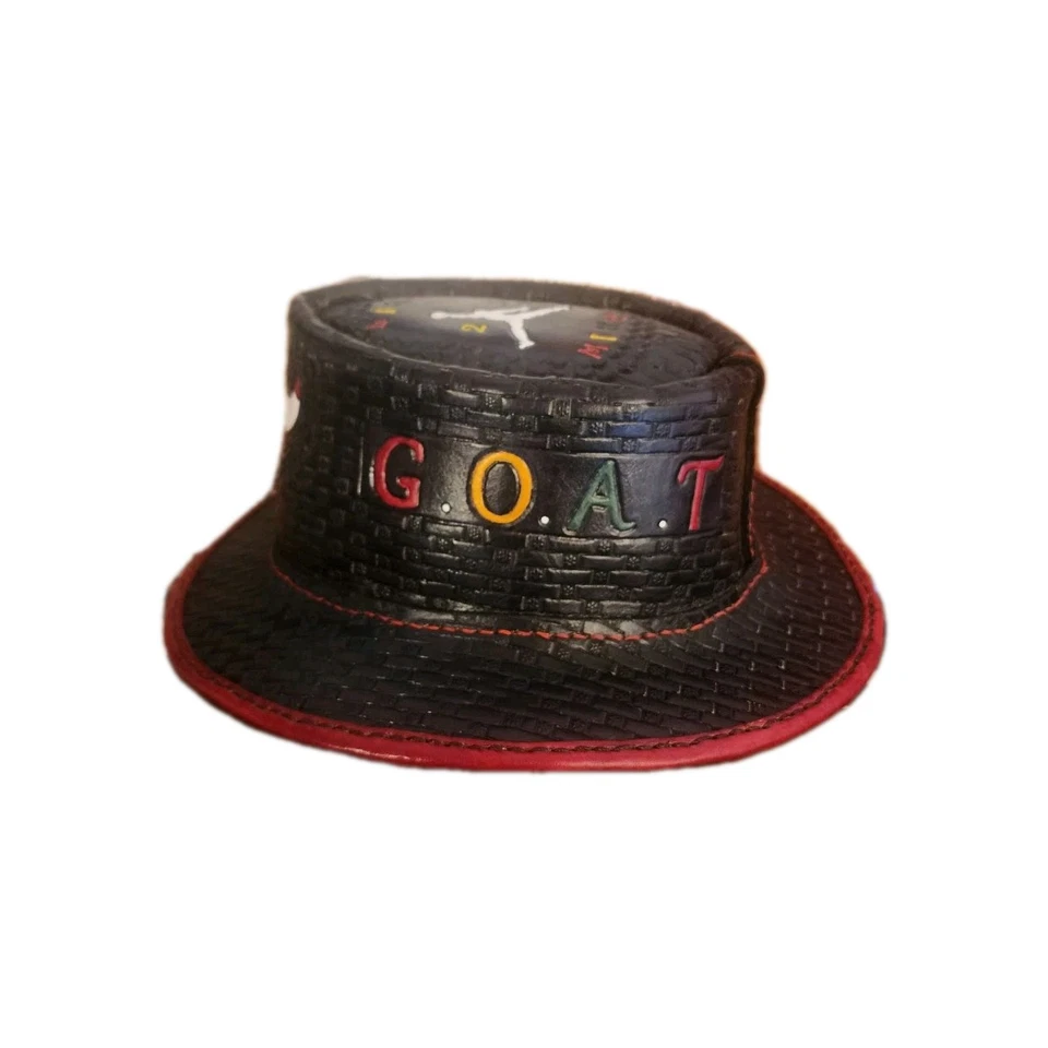 Sombrero de cuero genuino 100 % hecho a mano Chicago Bulls. 7-1/4 7-1/2 Foto 2 de 4