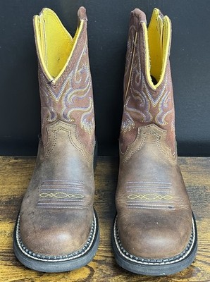 Ariat Boot Fat Baby Style 10008743 Full Zip Embroidered Yellow Blue Size 7B