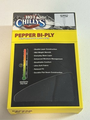 Hot Chillys Women's Large Black Pepper Bi-Ply Bottom Base Layer Athleisure NWT