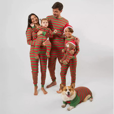 Leveret Two Piece Cotton Christmas Pajamas Striped Red and Green SZ2X 451-27