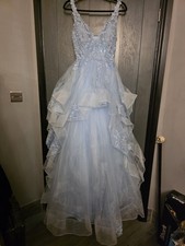 Size 8 Blue Handmade  Cinderella style Prom Dress  Multiple Under Skirts VGC