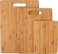 3Pc Bamboo Cutting Board Set Wooden Chopping Boards Kitchen Knife Friendly Eco L