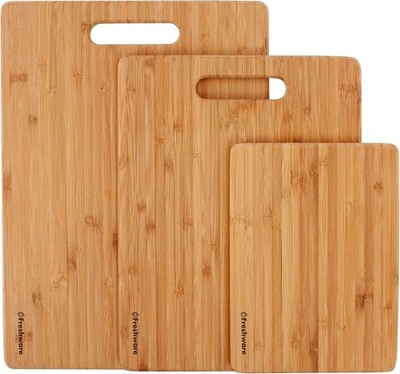 3Pc Bamboo Cutting Board Set Wooden Chopping Boards Kitchen Knife Friendly Eco L