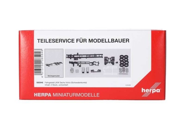 Herpa 085946 Teileservice: Fahrgestell 3Achs Volvo Schweden, (2 StüCk) H0-image
