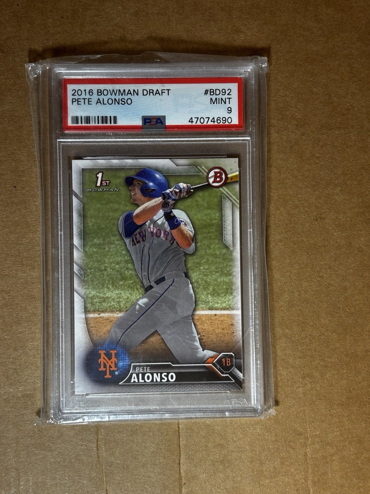 PETE ALONSO 2016 FIRST BOWMAN DRAFT ROOKIE #BD92 PSA 9