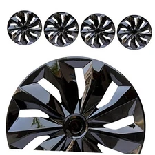 Hubcaps Wheel Cover Replacement R16 Size Hub Cap Universal-Fit 16-inch TT-Black