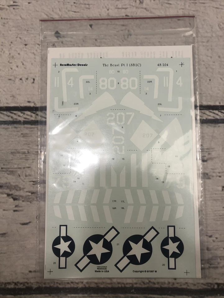 AEROMASTER 48-204,1/48 THE BEAST PT I SB2C 贴花套装 全新 — 第 3/4 张图片