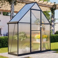 Image of BIRCHTREE Garden Polycarbonate Greenhouse Walk-In Green House Aluminium Frame