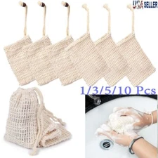 1-10pcs Natural Sisal Soap Bag Exfoliating Soap Saver Pouch Holder Soft for skin