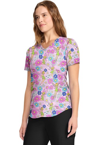 Cherokee Licensed Women's Scrubs V-Neck Print Top TF737 TBYF Stay Fiesty - Picture 4 of 6
