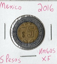 Coin Mexico 5 Pesos 2016 KM605, bimetallic