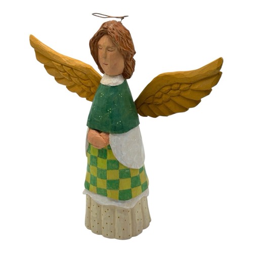 Vintage Angel Figurine Folk Art Hand Carved Hand Painted 9.5” T Signed 2002 - Picture 11 of 13