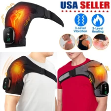 Electric Heated Shoulder Joint Brace Support with Vibration Relief Pain Massager