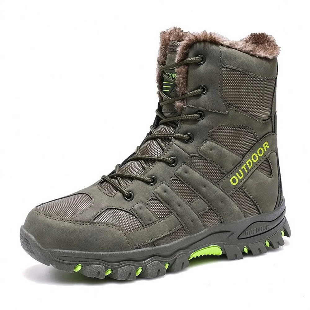Men s Winter Warm Snow Boots Outdoor Fully Fur Lined Warm Hiking