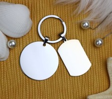Retro Key Chain Dog Tag Key Ring Stainless Steel Engrave Photo Keychain For Gift