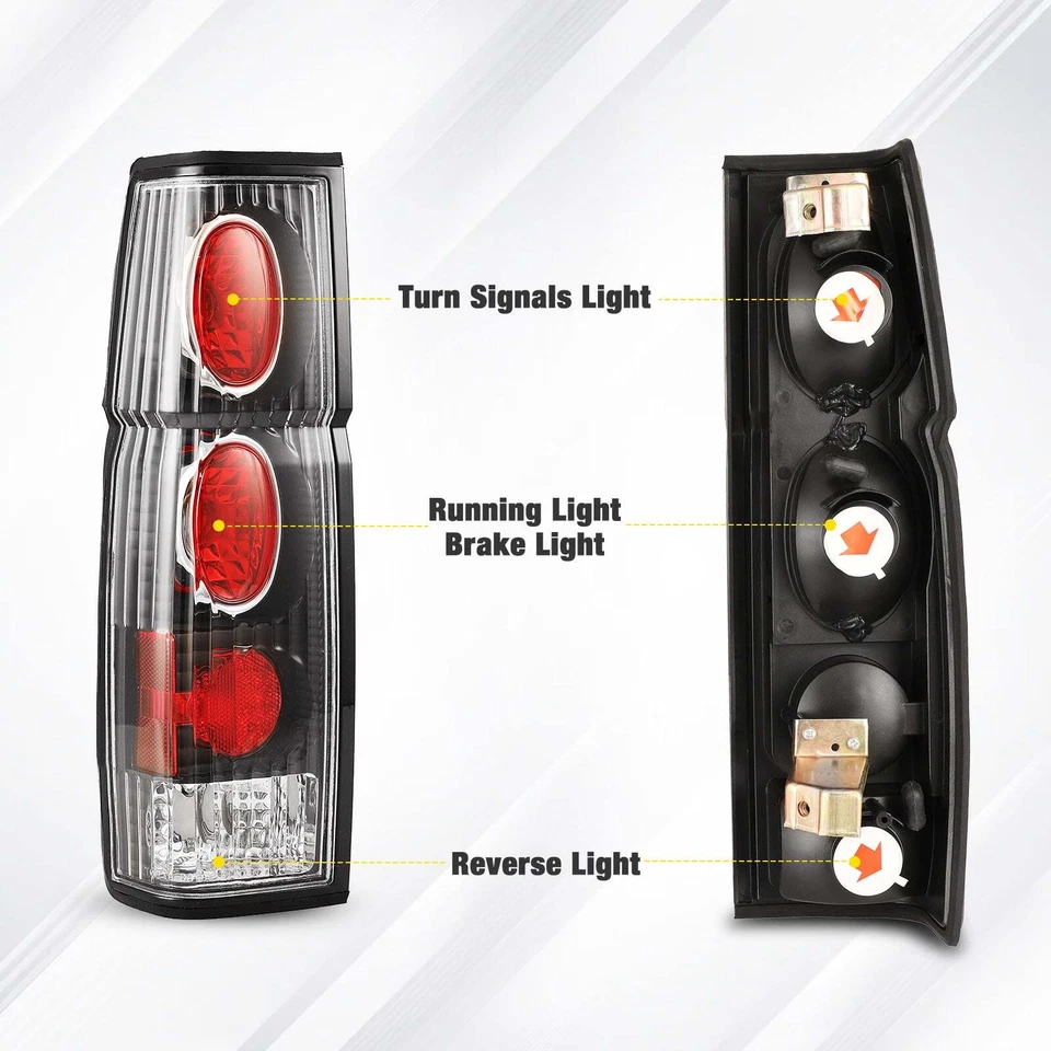 Juego de luces traseras Altezza negras con lente transparente para camioneta Nissan 1986-1997 Foto 2 de 3