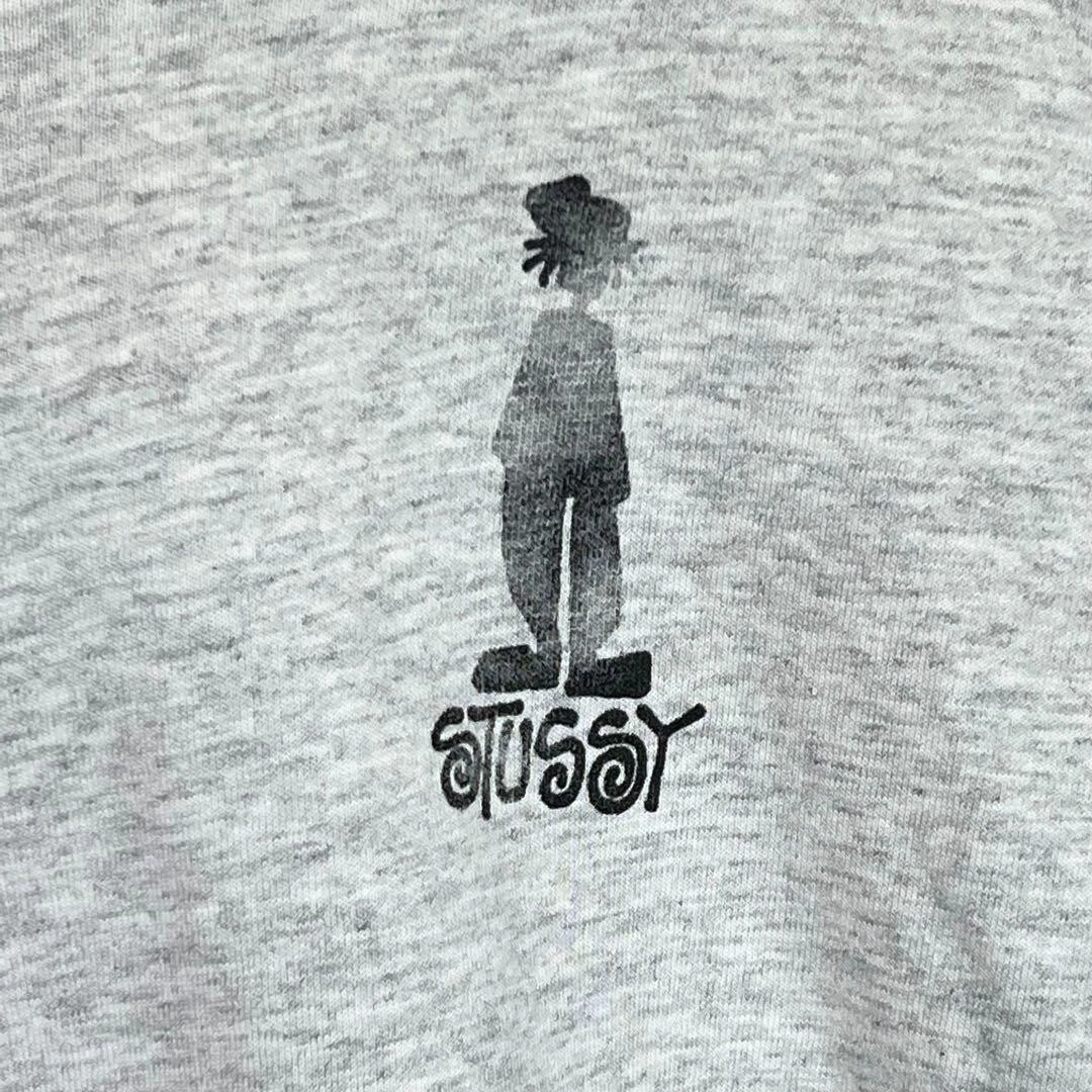 Vintage Stussy Shadow Man 80s USA Old T-Shirt Men's M Gray FreeShipping