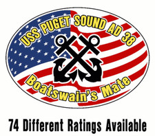 USS PUGET SOUND AD 38 Oval Decal / Sticker Military U S Navy S05A MADE IN U.S.A.