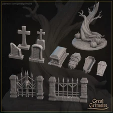 Graveyard tombstone Fence Scenery Miniature | D&D DnD | 