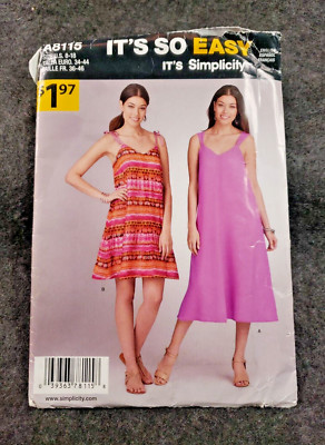 It's So Easy Simplicity Pattern #A8115/size  8-18 Dresses (C17B4)