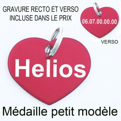 Medaille gravée, personnalisée avec nom et téléphone pour chien, chat - Photo 1/4