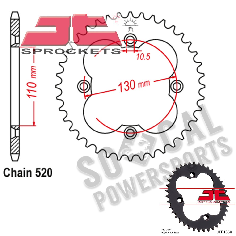 JT Sprockets Steel Rear Sprocket37T for 19861989 Honda TRX250R ATV eBay