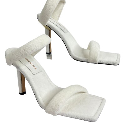 Good American Shoes Womens Size White Terry Cloth Heels