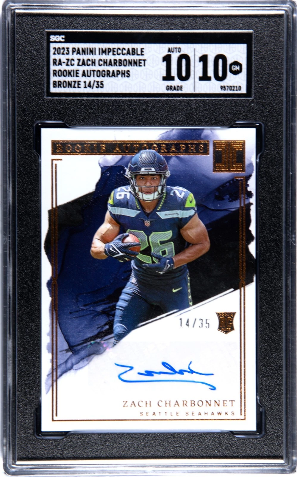Zach Charbonnet Panini Impeccable Rookie Autographs #RAZC Bronze