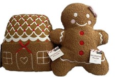 Target Bullseye Christmas Gingerbread Girl And Gingerbread House Pillow SET NEW