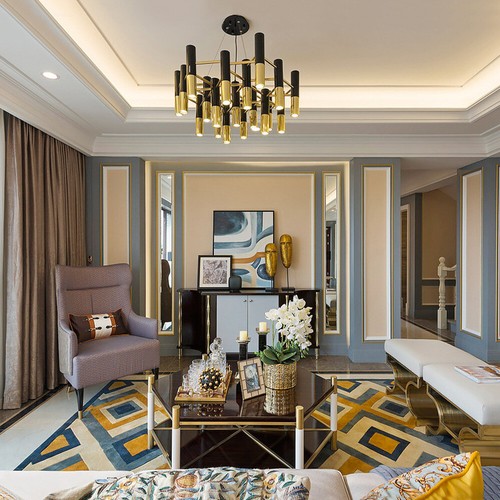 Lampadario moderno lusso oro nero accessori luce soffitto cucina camera da letto - Foto 4 di 19