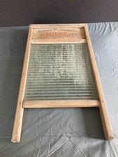 Vintage National Washboard Co The Glass King #865 Crystal Ribbed Glass Washboard