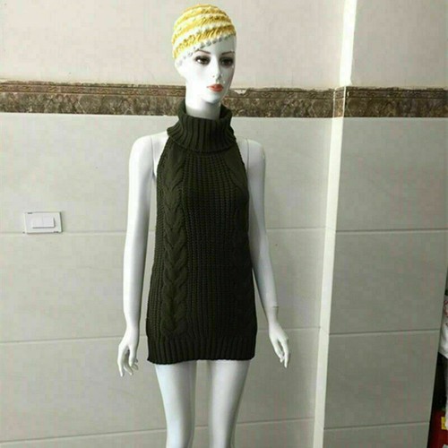 Cosplay Sexy Girl Virgin Killer Turtleneck Sleeveless Pullover Backless Sweaters - Picture 7 of 15